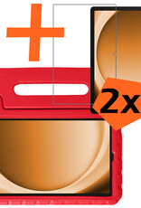 Nomfy Hoes Geschikt voor Samsung Galaxy Tab A9 Plus Hoes Bumper Kindvriendelijk Kids Case Kinderhoes Met 2x Screenprotector - Hoesje Geschikt voor Samsung Tab A9 Plus Hoesje Shockproof Cover Hoes - Rood