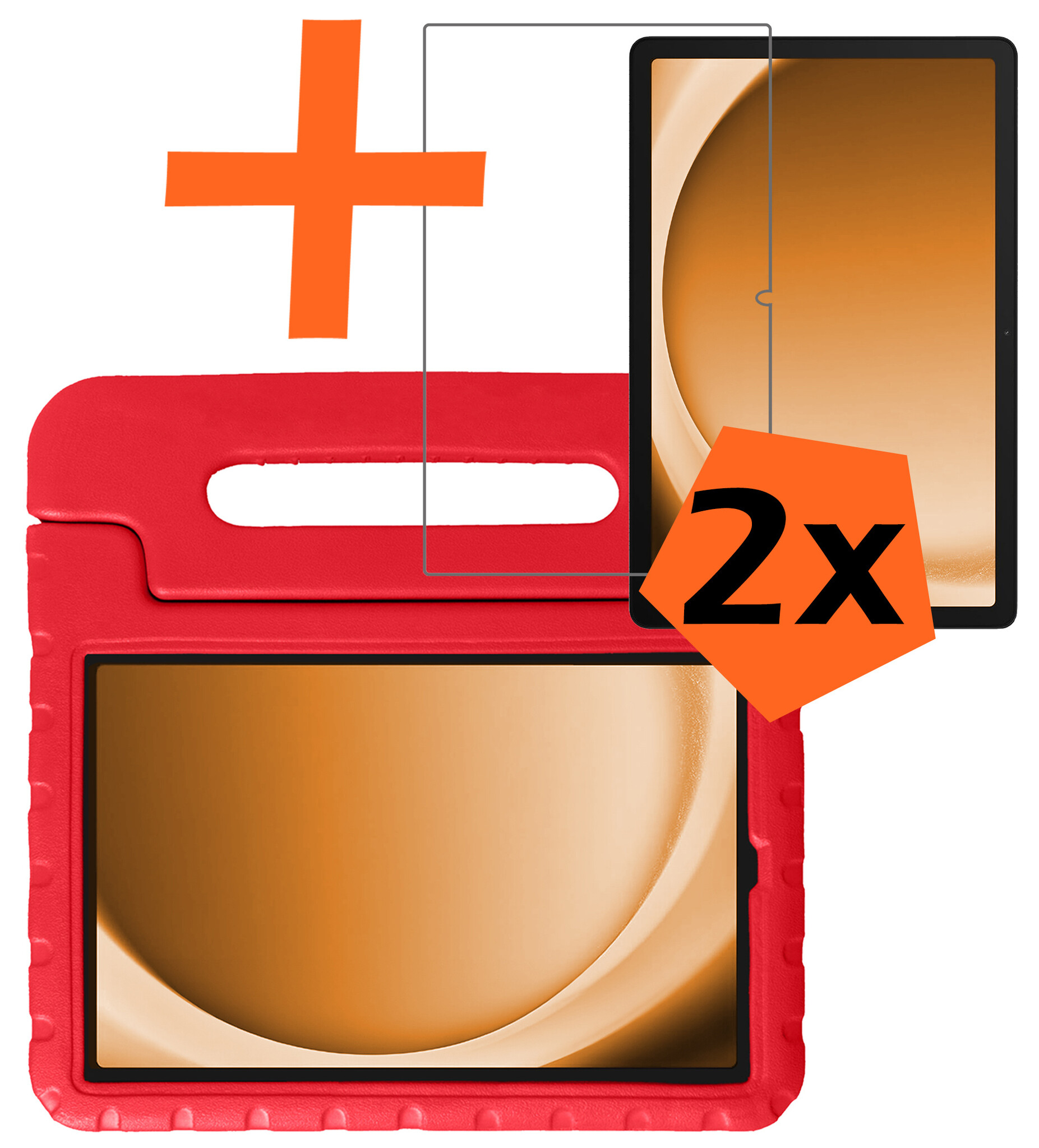 Nomfy Hoes Geschikt voor Samsung Galaxy Tab A9 Plus Hoes Bumper Kindvriendelijk Kids Case Kinderhoes Met 2x Screenprotector - Hoesje Geschikt voor Samsung Tab A9 Plus Hoesje Shockproof Cover Hoes - Rood