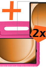 Nomfy Hoes Geschikt voor Samsung Galaxy Tab A9 Plus Hoes Bumper Kindvriendelijk Kids Case Kinderhoes Met 2x Screenprotector - Hoesje Geschikt voor Samsung Tab A9 Plus Hoesje Shockproof Cover Hoes - Roze