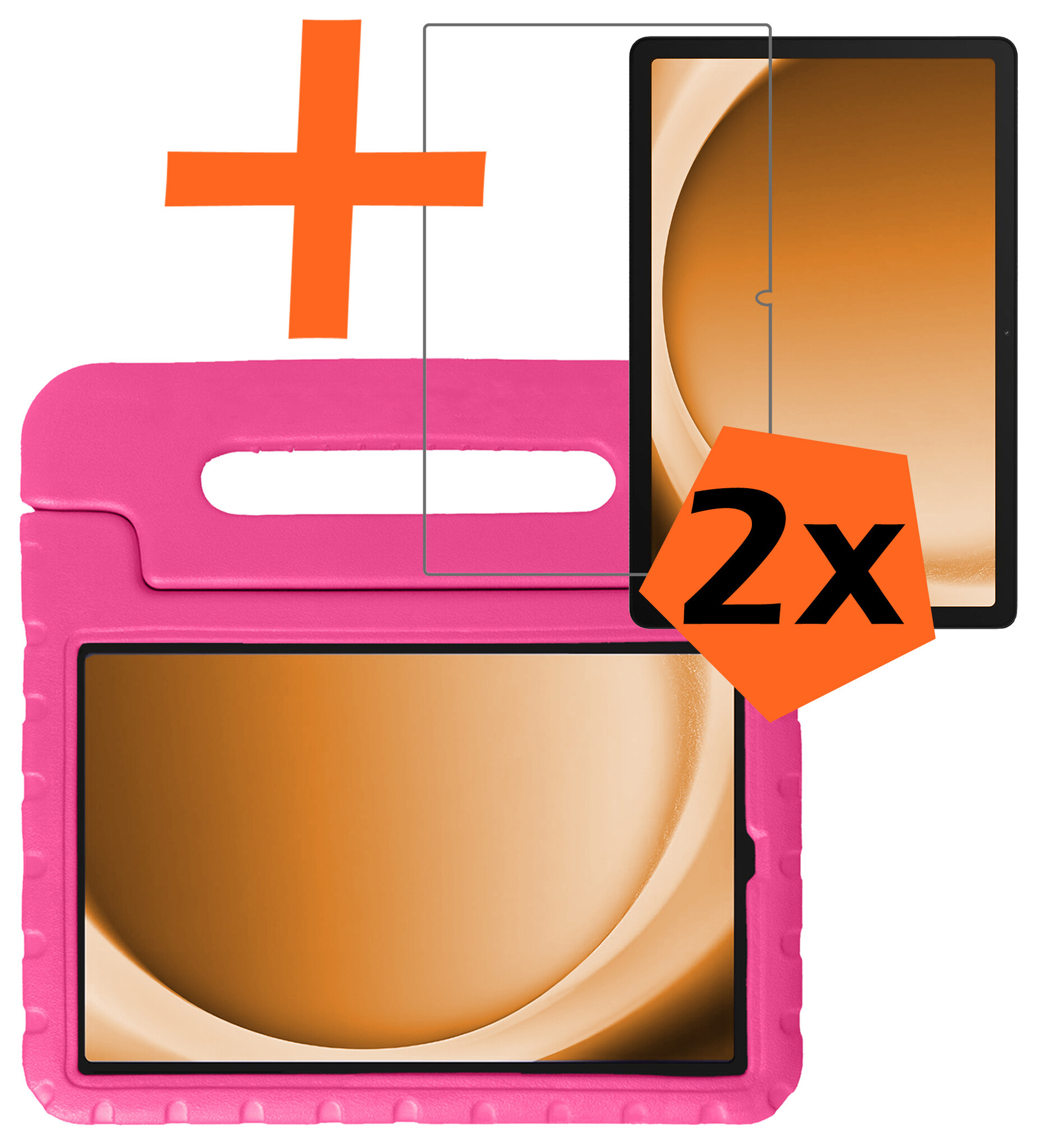 Nomfy Hoes Geschikt voor Samsung Galaxy Tab A9 Plus Hoes Bumper Kindvriendelijk Kids Case Kinderhoes Met 2x Screenprotector - Hoesje Geschikt voor Samsung Tab A9 Plus Hoesje Shockproof Cover Hoes - Roze