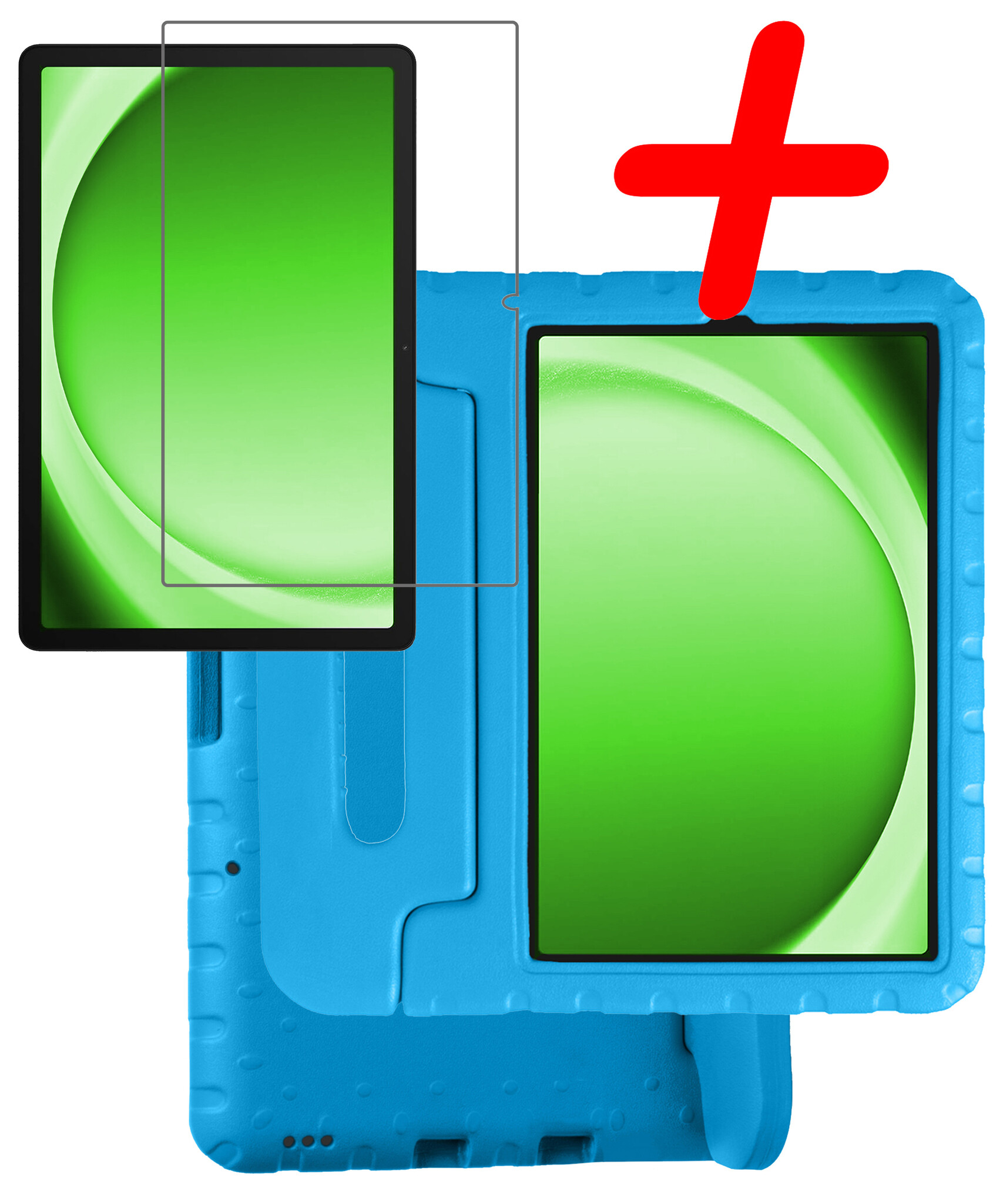 BASEY. Hoesje Geschikt voor Samsung Galaxy Tab A9 Hoesje Kinder Hoes Shockproof Kinderhoes Met Screenprotector - Kindvriendelijk Hoesje Geschikt voor Samsung Tab A9 Hoes Kids Case - Blauw