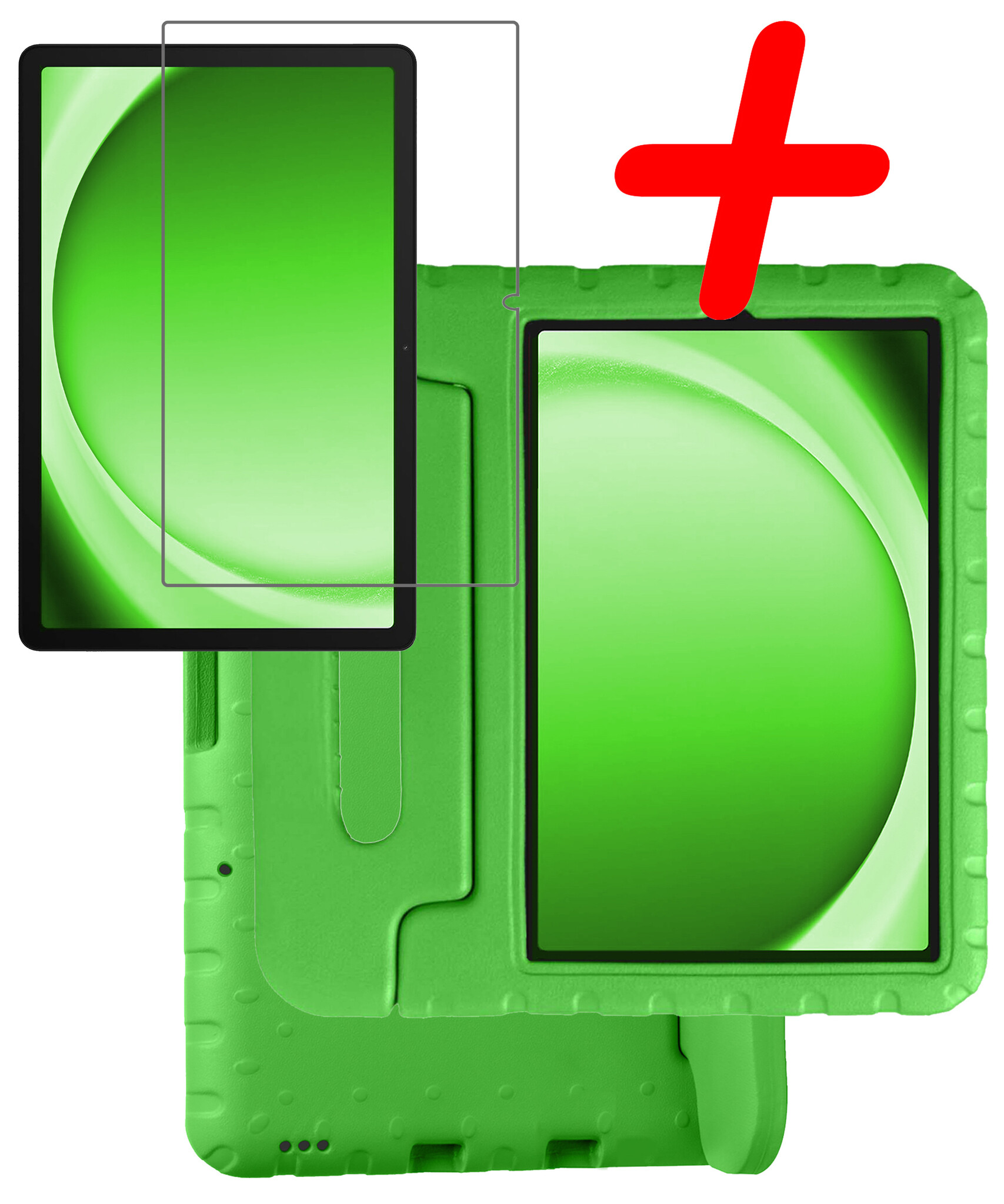 BASEY. Hoesje Geschikt voor Samsung Galaxy Tab A9 Hoesje Kinder Hoes Shockproof Kinderhoes Met Screenprotector - Kindvriendelijk Hoesje Geschikt voor Samsung Tab A9 Hoes Kids Case - Groen