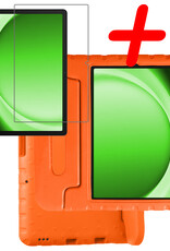 BASEY. Hoesje Geschikt voor Samsung Galaxy Tab A9 Hoesje Kinder Hoes Shockproof Kinderhoes Met Screenprotector - Kindvriendelijk Hoesje Geschikt voor Samsung Tab A9 Hoes Kids Case - Oranje