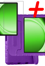 BASEY. Hoesje Geschikt voor Samsung Galaxy Tab A9 Hoesje Kinder Hoes Shockproof Kinderhoes Met Screenprotector - Kindvriendelijk Hoesje Geschikt voor Samsung Tab A9 Hoes Kids Case - Paars
