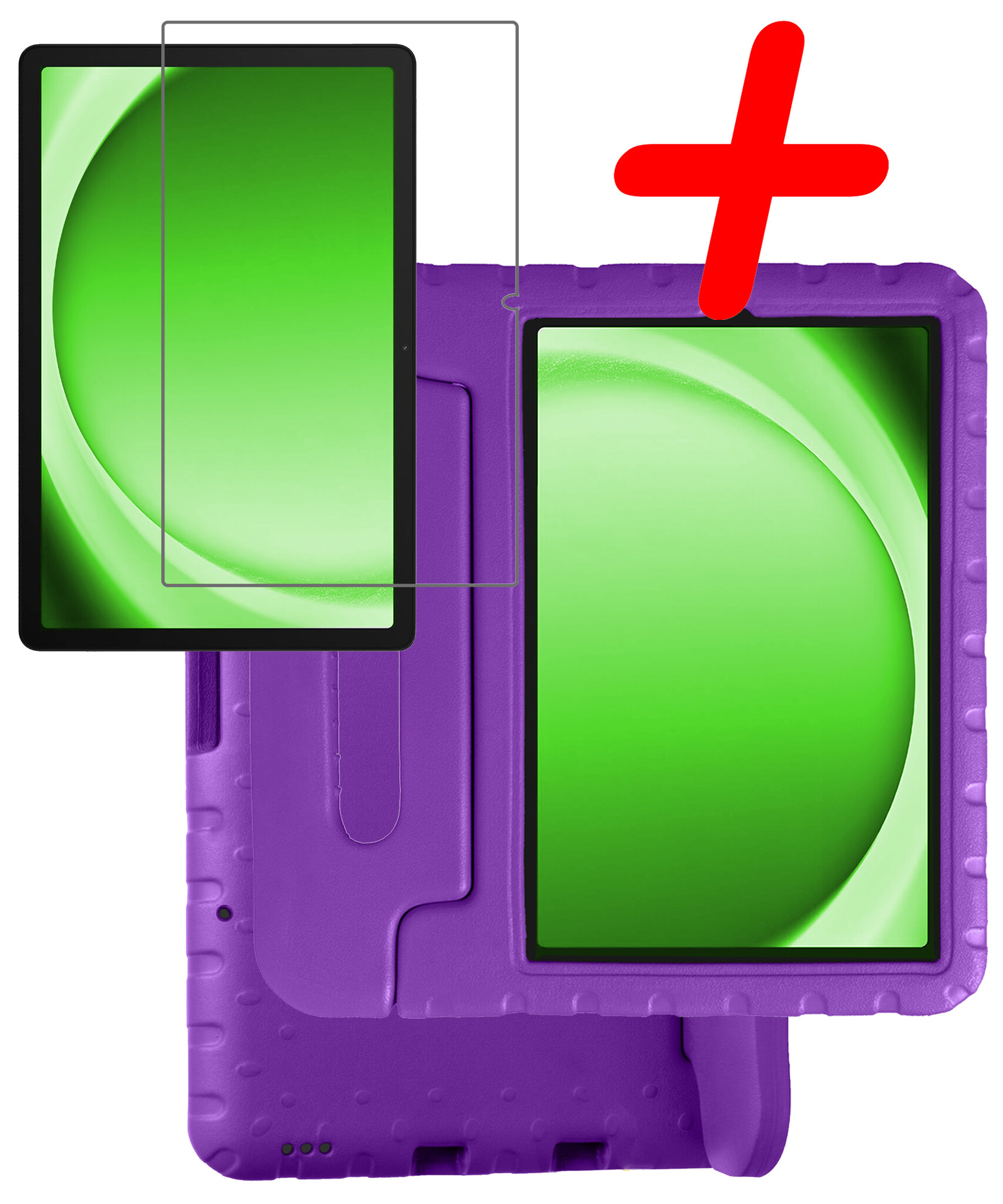 BASEY. Hoesje Geschikt voor Samsung Galaxy Tab A9 Hoesje Kinder Hoes Shockproof Kinderhoes Met Screenprotector - Kindvriendelijk Hoesje Geschikt voor Samsung Tab A9 Hoes Kids Case - Paars