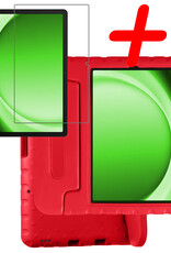 BASEY. Hoesje Geschikt voor Samsung Galaxy Tab A9 Hoesje Kinder Hoes Shockproof Kinderhoes Met Screenprotector - Kindvriendelijk Hoesje Geschikt voor Samsung Tab A9 Hoes Kids Case - Rood