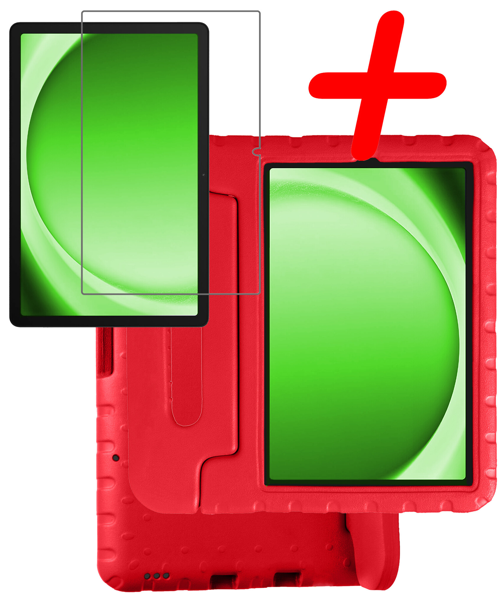 BASEY. Hoesje Geschikt voor Samsung Galaxy Tab A9 Hoesje Kinder Hoes Shockproof Kinderhoes Met Screenprotector - Kindvriendelijk Hoesje Geschikt voor Samsung Tab A9 Hoes Kids Case - Rood