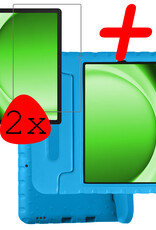 BASEY. Hoesje Geschikt voor Samsung Galaxy Tab A9 Hoesje Kinder Hoes Shockproof Kinderhoes Met 2x Screenprotector - Kindvriendelijk Hoesje Geschikt voor Samsung Tab A9 Hoes Kids Case - Blauw