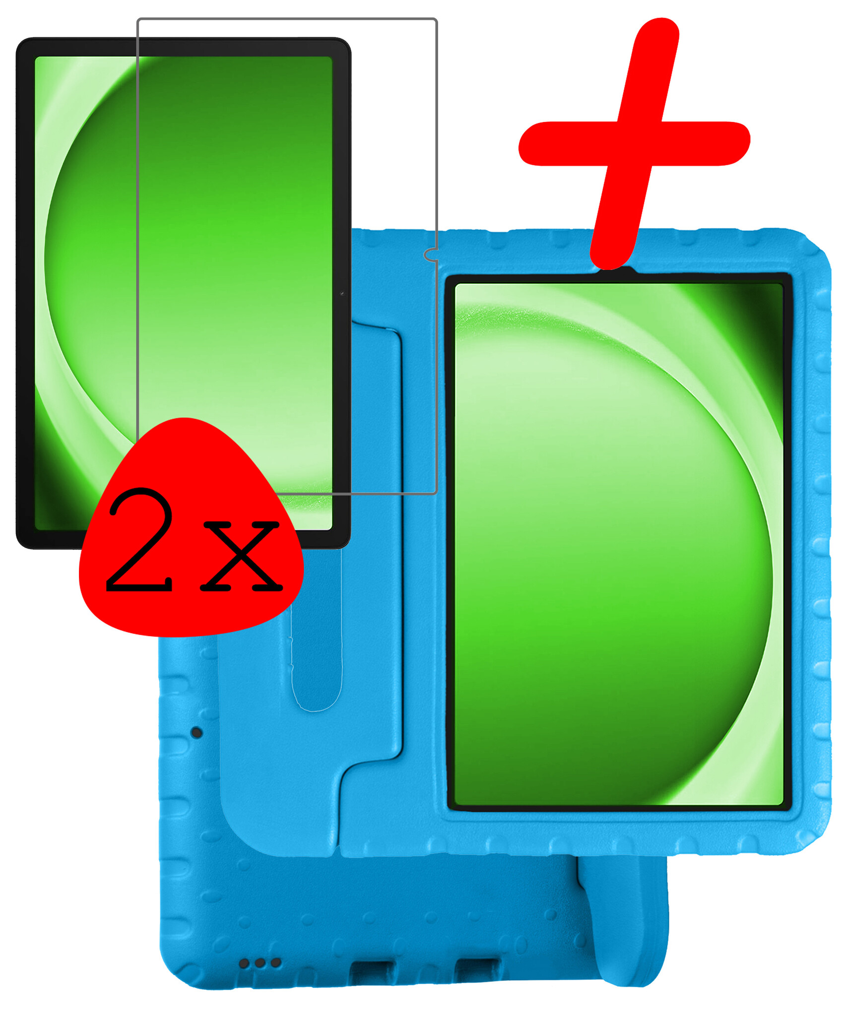 BASEY. Hoesje Geschikt voor Samsung Galaxy Tab A9 Hoesje Kinder Hoes Shockproof Kinderhoes Met 2x Screenprotector - Kindvriendelijk Hoesje Geschikt voor Samsung Tab A9 Hoes Kids Case - Blauw