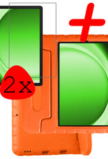 BASEY. Hoesje Geschikt voor Samsung Galaxy Tab A9 Hoesje Kinder Hoes Shockproof Kinderhoes Met 2x Screenprotector - Kindvriendelijk Hoesje Geschikt voor Samsung Tab A9 Hoes Kids Case - Oranje
