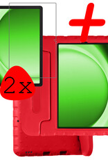BASEY. Hoesje Geschikt voor Samsung Galaxy Tab A9 Hoesje Kinder Hoes Shockproof Kinderhoes Met 2x Screenprotector - Kindvriendelijk Hoesje Geschikt voor Samsung Tab A9 Hoes Kids Case - Rood