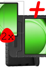 BASEY. Hoesje Geschikt voor Samsung Galaxy Tab A9 Hoesje Kinder Hoes Shockproof Kinderhoes Met 2x Screenprotector - Kindvriendelijk Hoesje Geschikt voor Samsung Tab A9 Hoes Kids Case - Zwart