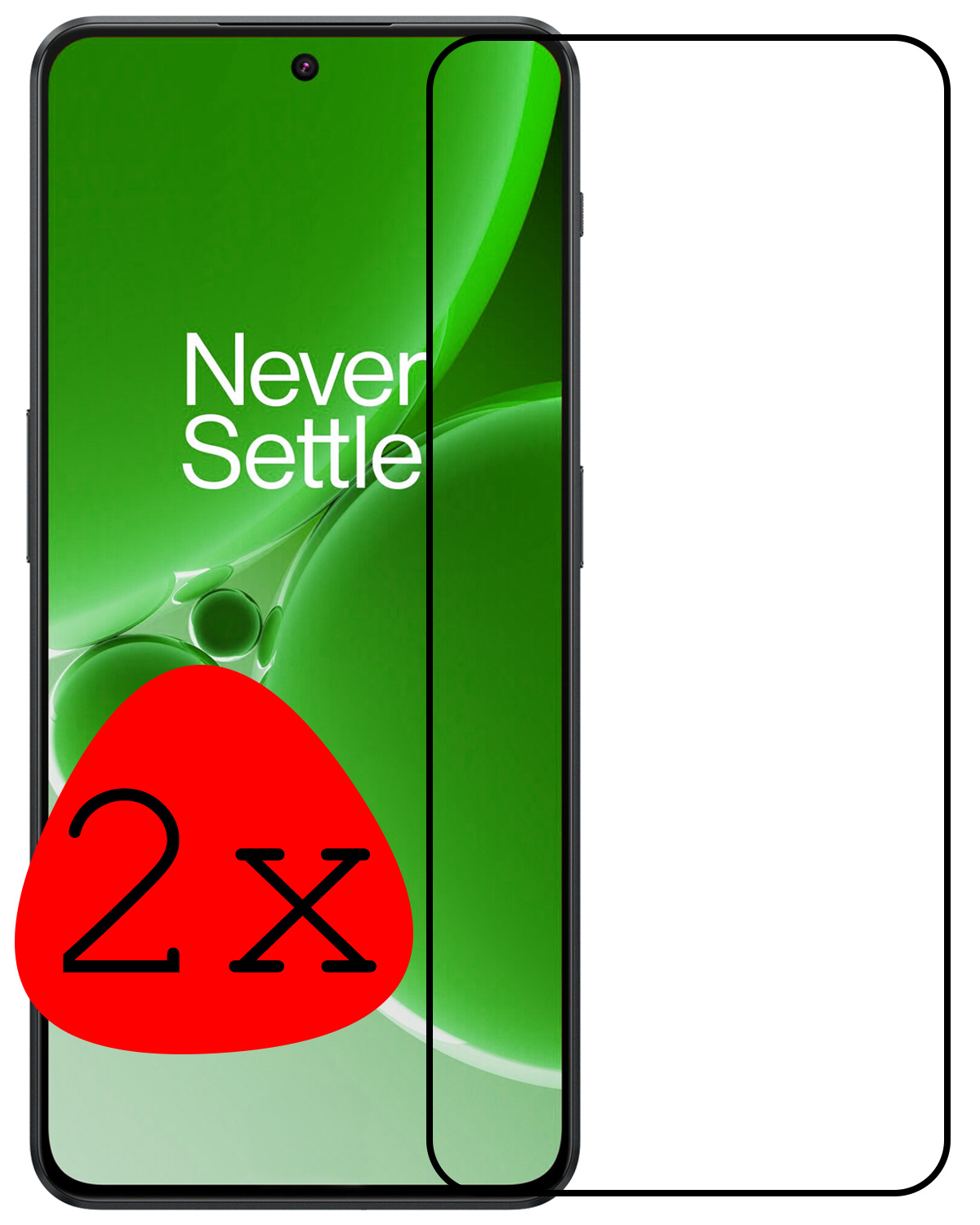 BASEY. Screenprotector Geschikt voor OnePlus Nord 3 Screenprotector Beschermglas Full Cover - Screenprotector Geschikt voor OnePlus Nord 3 Screen Protector Full Cover - 2 Stuks