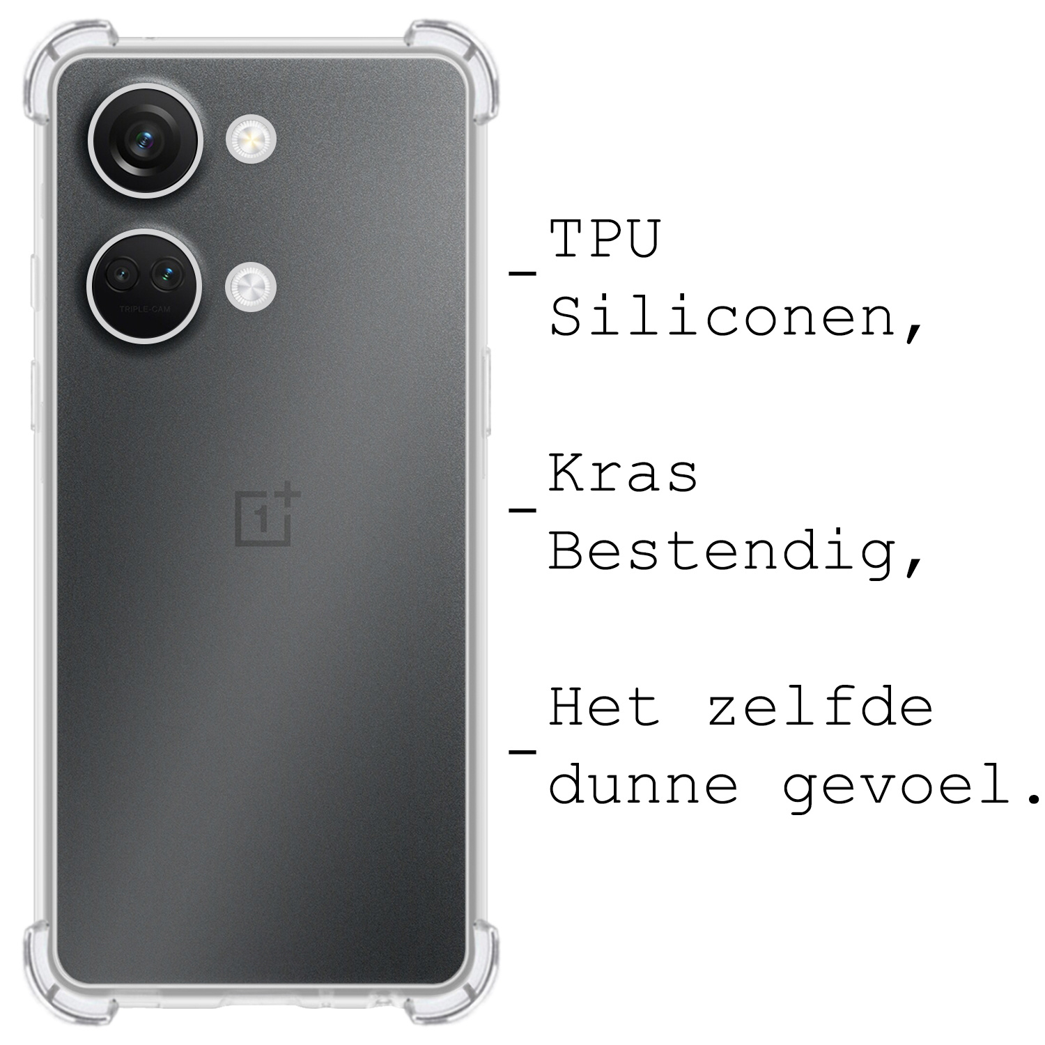 BASEY. Hoes Geschikt voor OnePlus Nord 3 Hoesje Shock Proof Case Hoes Siliconen - Hoesje Geschikt voor OnePlus Nord 3 Hoes Cover Shockproof - Transparant