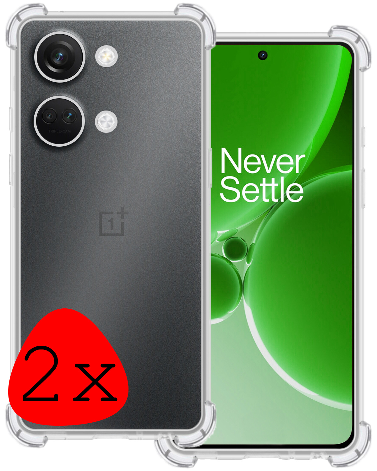 BASEY. Hoes Geschikt voor OnePlus Nord 3 Hoesje Shock Proof Case Hoes Siliconen - Hoesje Geschikt voor OnePlus Nord 3 Hoes Cover Shockproof - Transparant - 2 Stuks