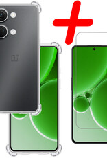 BASEY. Hoes Geschikt voor OnePlus Nord 3 Hoesje Shock Proof Case Hoes Siliconen Met Screenprotector - Hoesje Geschikt voor OnePlus Nord 3 Hoes Cover Shockproof - Transparant