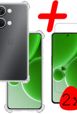 BASEY. Hoes Geschikt voor OnePlus Nord 3 Hoesje Shock Proof Case Hoes Siliconen Met 2x Screenprotector - Hoesje Geschikt voor OnePlus Nord 3 Hoes Cover Shockproof - Transparant