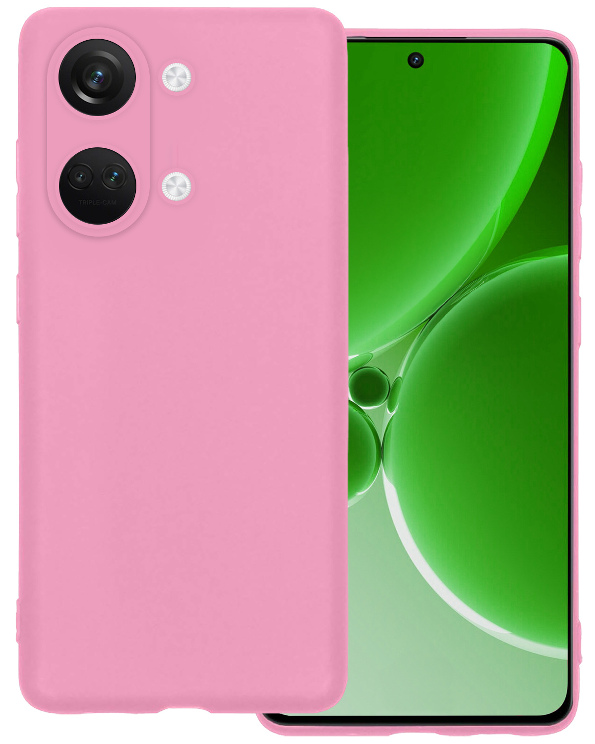 BASEY. Hoes Geschikt voor OnePlus Nord 3 Hoesje Siliconen Back Cover Case - Hoesje Geschikt voor OnePlus Nord 3 Hoes Cover Hoesje - Lichtroze