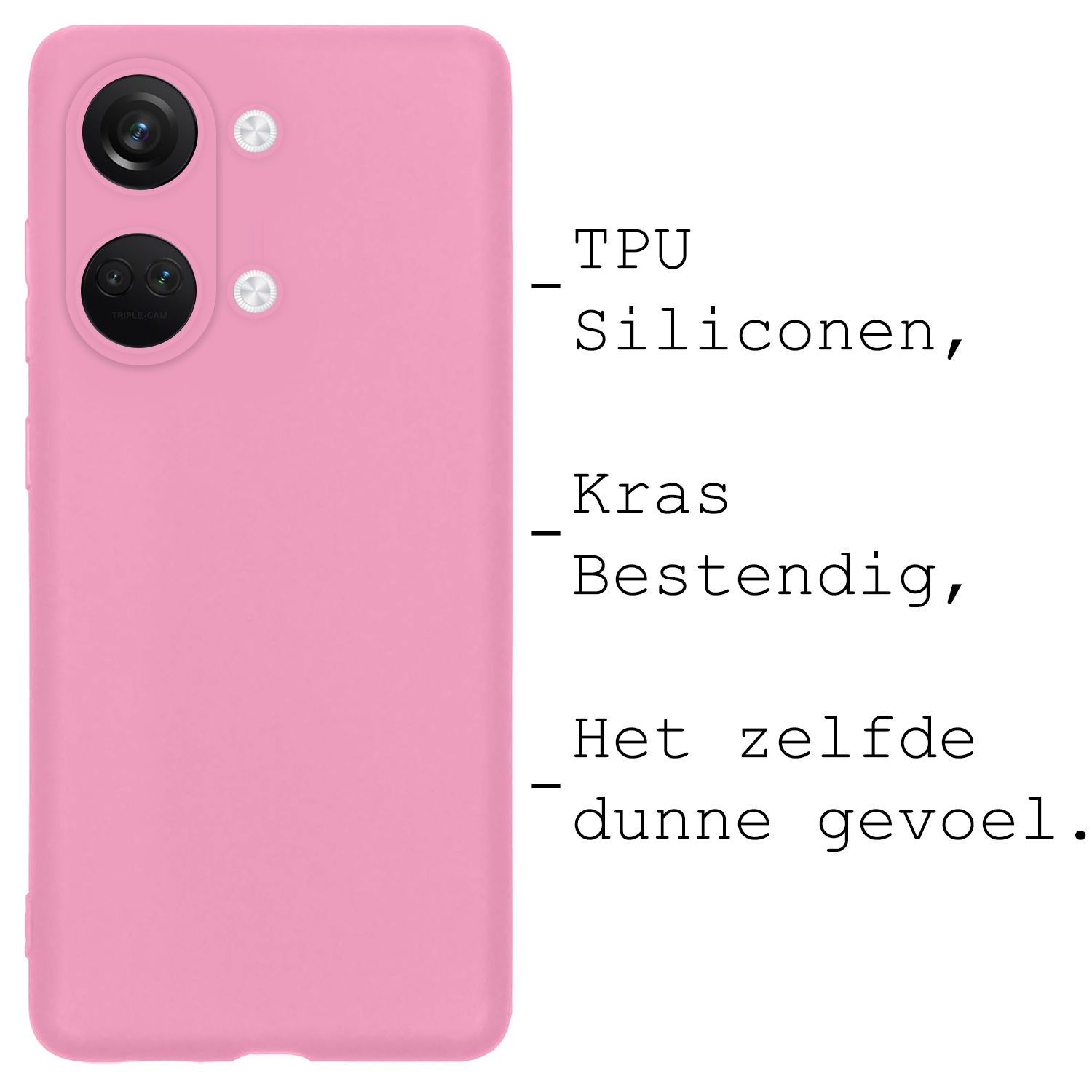 BASEY. Hoes Geschikt voor OnePlus Nord 3 Hoesje Siliconen Back Cover Case - Hoesje Geschikt voor OnePlus Nord 3 Hoes Cover Hoesje - Lichtroze