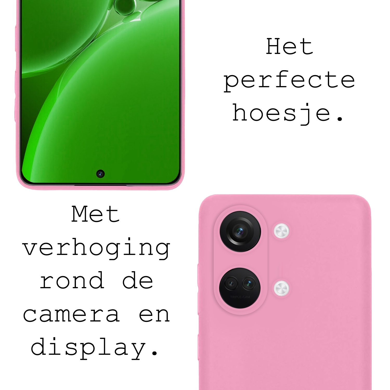 BASEY. Hoes Geschikt voor OnePlus Nord 3 Hoesje Siliconen Back Cover Case - Hoesje Geschikt voor OnePlus Nord 3 Hoes Cover Hoesje - Lichtroze