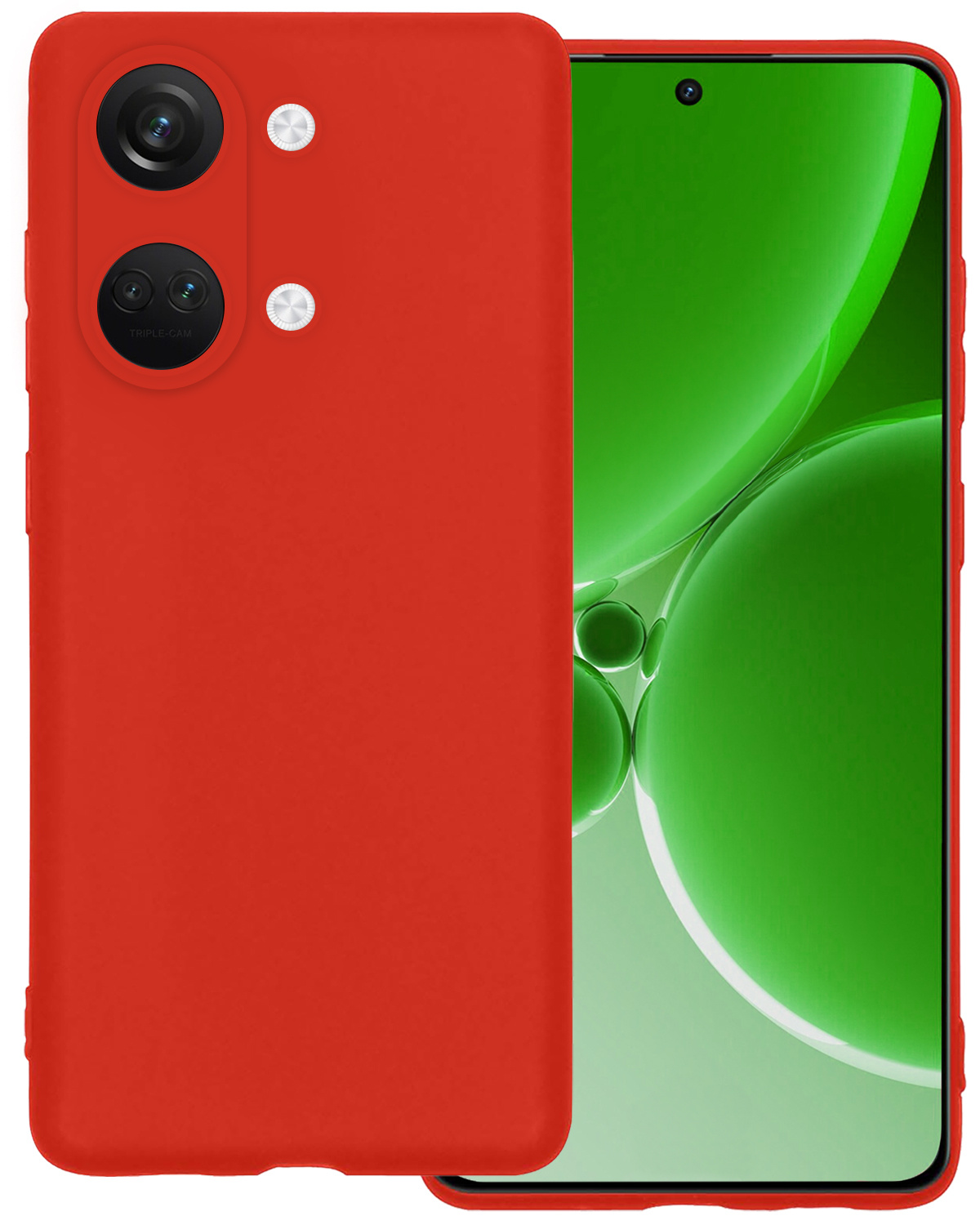 BASEY. Hoes Geschikt voor OnePlus Nord 3 Hoesje Siliconen Back Cover Case - Hoesje Geschikt voor OnePlus Nord 3 Hoes Cover Hoesje - Rood