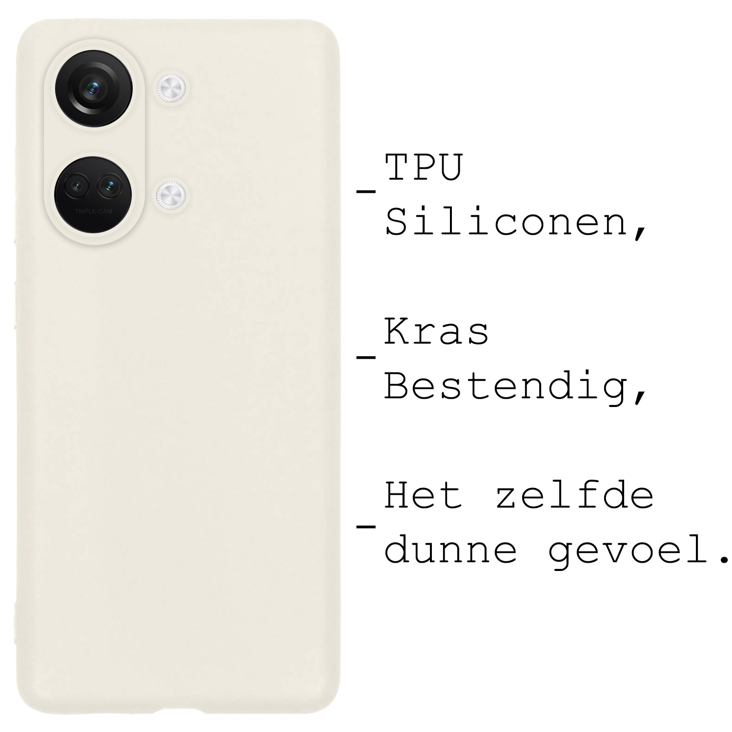 BASEY. Hoes Geschikt voor OnePlus Nord 3 Hoesje Siliconen Back Cover Case - Hoesje Geschikt voor OnePlus Nord 3 Hoes Cover Hoesje - Wit