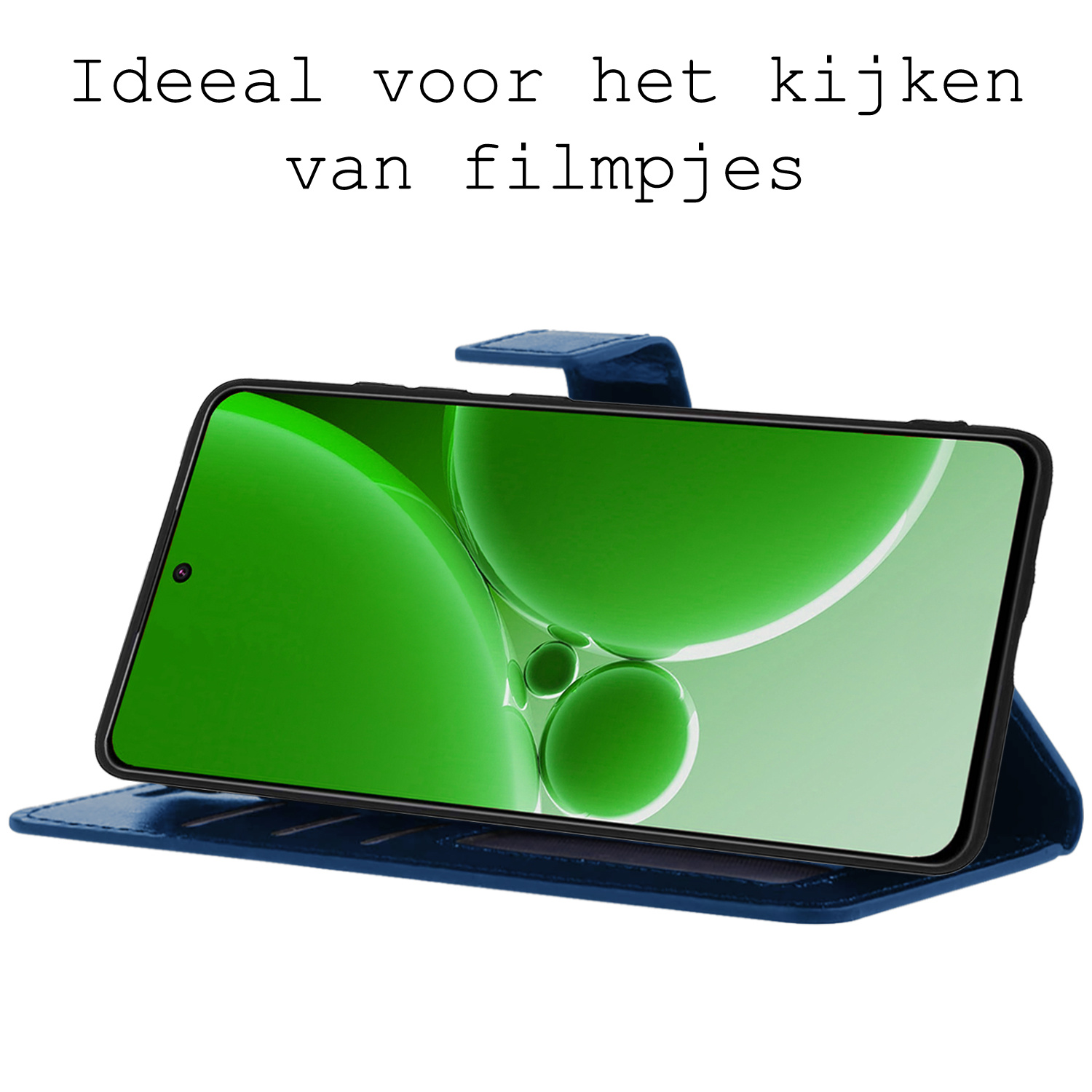 BASEY. Hoes Geschikt voor OnePlus Nord 3 Hoesje Bookcase Hoes Flip Case Book Cover - Hoesje Geschikt voor OnePlus Nord 3 Hoes Book Case Hoesje - Donkerblauw