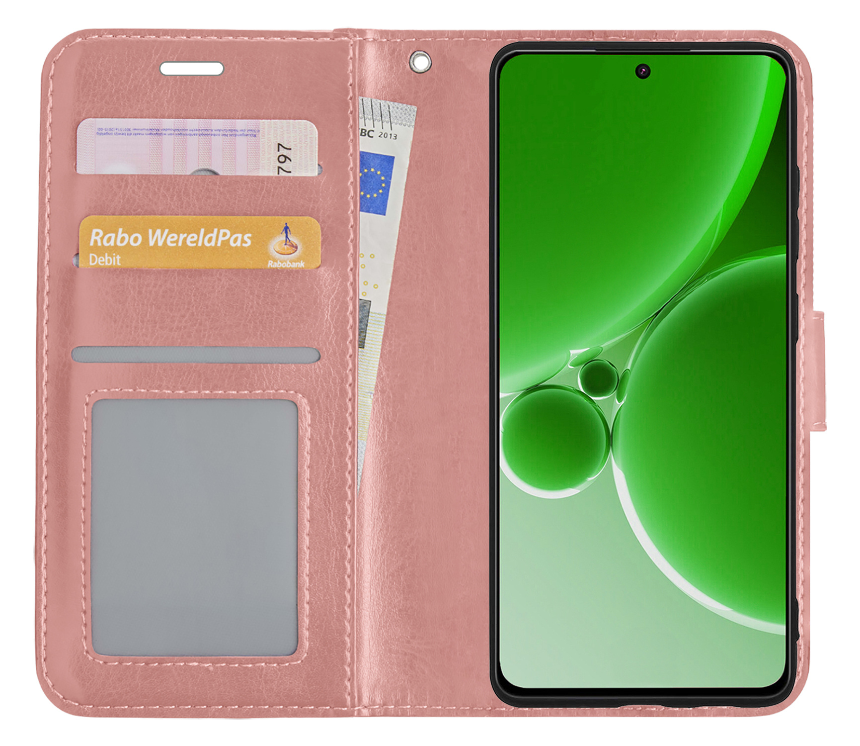 BASEY. Hoes Geschikt voor OnePlus Nord 3 Hoesje Bookcase Hoes Flip Case Book Cover - Hoesje Geschikt voor OnePlus Nord 3 Hoes Book Case Hoesje - Rosé goud