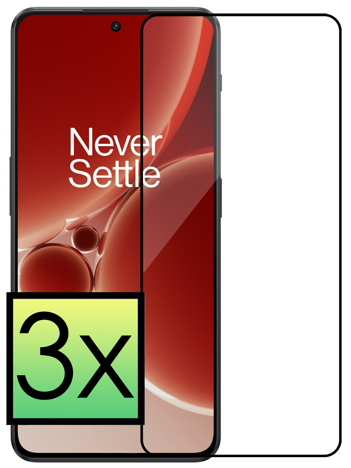 NoXx Screenprotector Geschikt voor OnePlus Nord 3 Screenprotector Tempered Glass Gehard Glas Full Cover - 3x