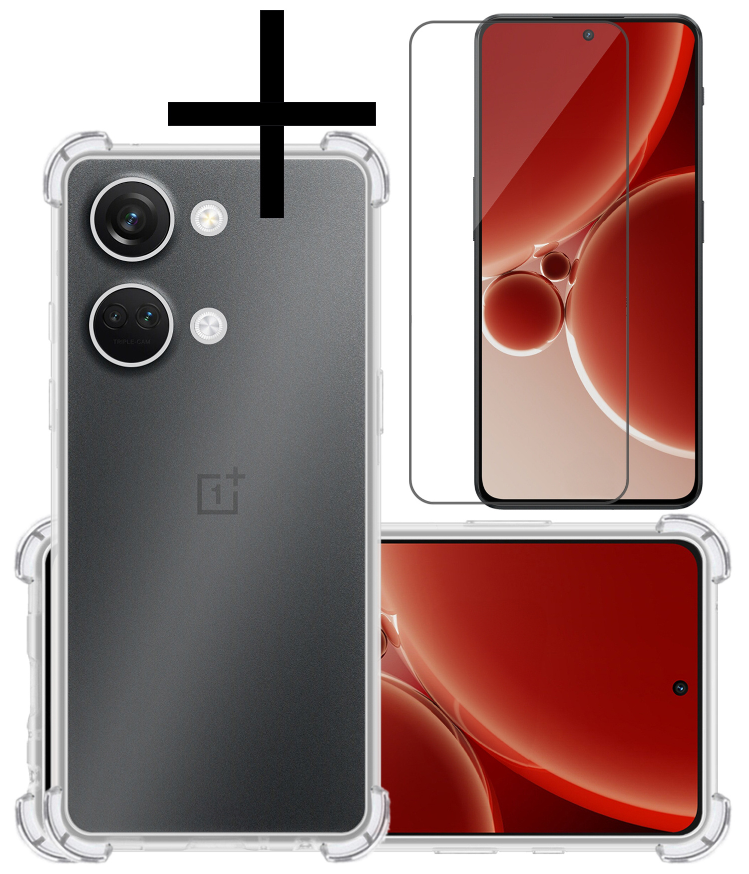 NoXx Hoes Geschikt voor OnePlus Nord 3 Hoesje Siliconen Cover Shock Proof Back Case Shockproof Hoes Met Screenprotector - Transparant