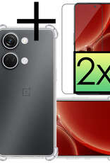 NoXx Hoes Geschikt voor OnePlus Nord 3 Hoesje Siliconen Cover Shock Proof Back Case Shockproof Hoes Met 2x Screenprotector - Transparant