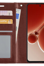 NoXx Hoes Geschikt voor OnePlus Nord 3 Hoesje Book Case Hoes Flip Cover Wallet Bookcase - Bruin