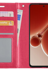NoXx Hoes Geschikt voor OnePlus Nord 3 Hoesje Book Case Hoes Flip Cover Wallet Bookcase - Donkerroze