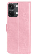 NoXx Hoes Geschikt voor OnePlus Nord 3 Hoesje Book Case Hoes Flip Cover Wallet Bookcase - Lichtroze