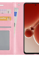 NoXx Hoes Geschikt voor OnePlus Nord 3 Hoesje Book Case Hoes Flip Cover Wallet Bookcase - Lichtroze