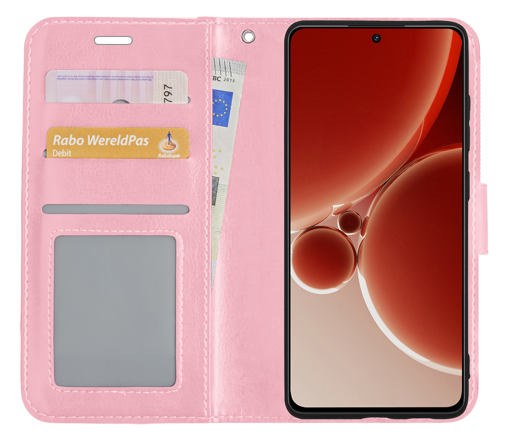 NoXx Hoes Geschikt voor OnePlus Nord 3 Hoesje Book Case Hoes Flip Cover Wallet Bookcase - Lichtroze
