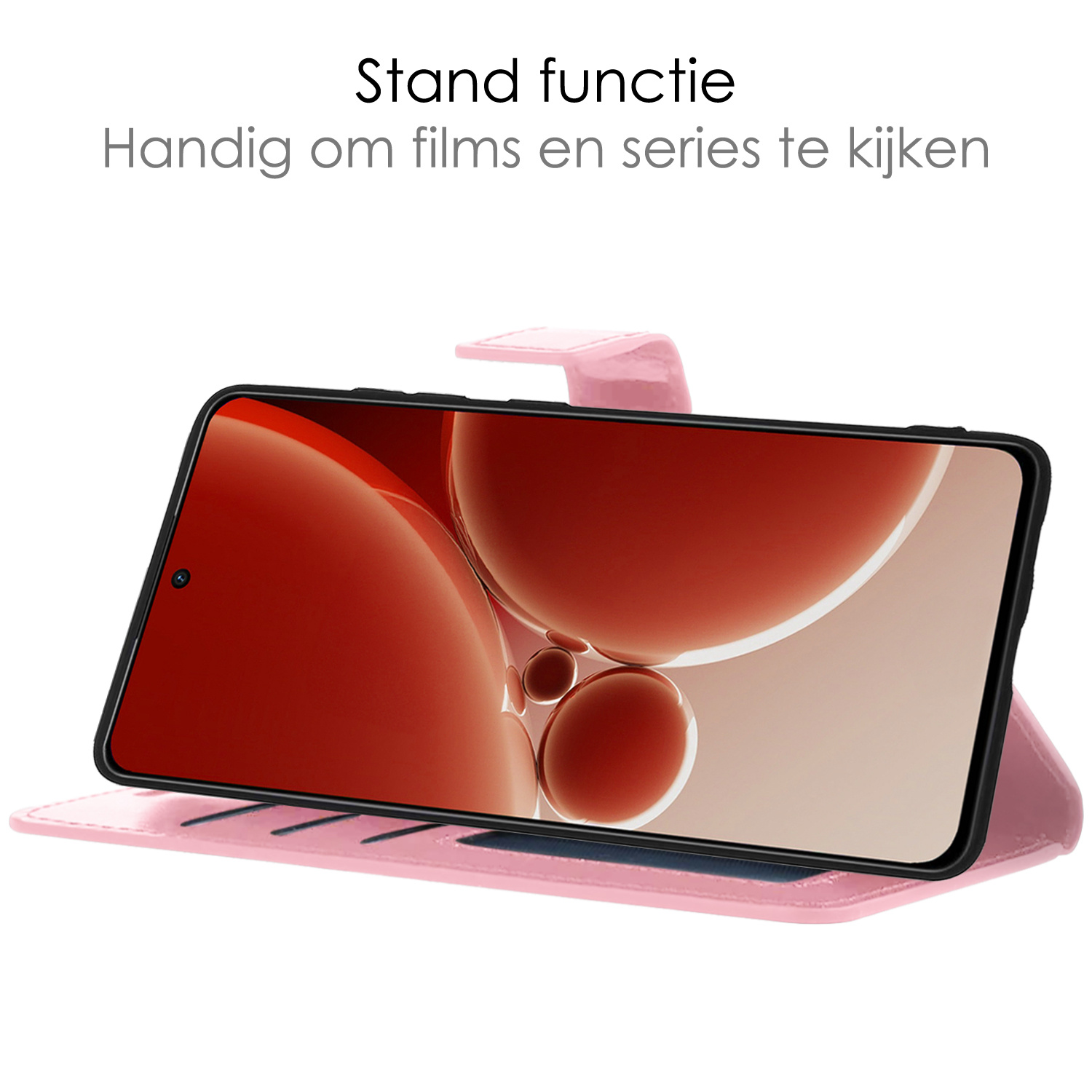 NoXx Hoes Geschikt voor OnePlus Nord 3 Hoesje Book Case Hoes Flip Cover Wallet Bookcase - Lichtroze