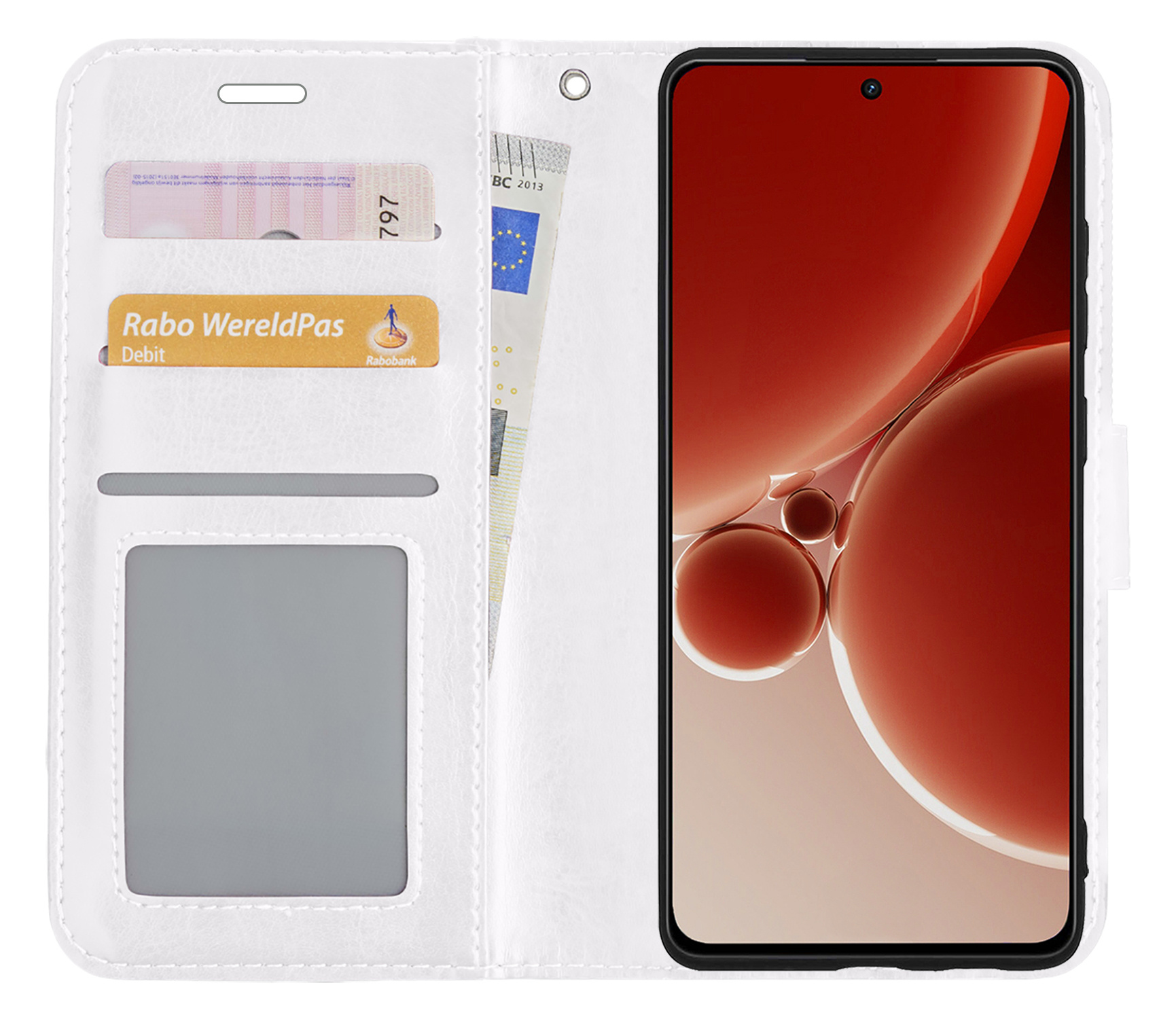 NoXx Hoes Geschikt voor OnePlus Nord 3 Hoesje Book Case Hoes Flip Cover Wallet Bookcase - Wit