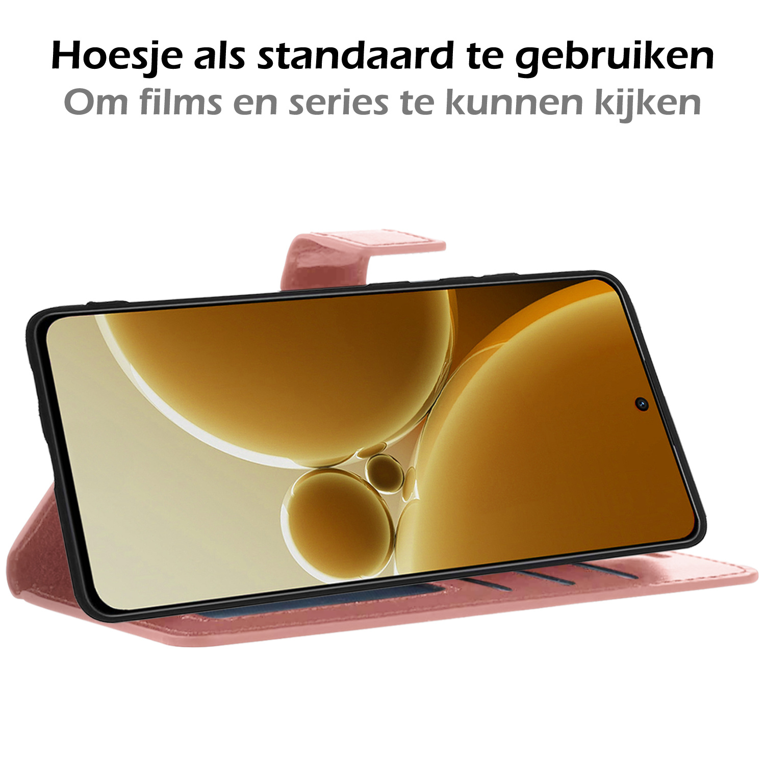 Nomfy Hoesje Geschikt voor OnePlus Nord 3 Hoes Bookcase Flipcase Book Cover - Hoes Geschikt voor OnePlus Nord 3 Hoesje Book Case - Rosé goud