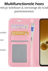 Nomfy Hoesje Geschikt voor OnePlus Nord 3 Hoes Bookcase Flipcase Book Cover - Hoes Geschikt voor OnePlus Nord 3 Hoesje Book Case - Lichtroze