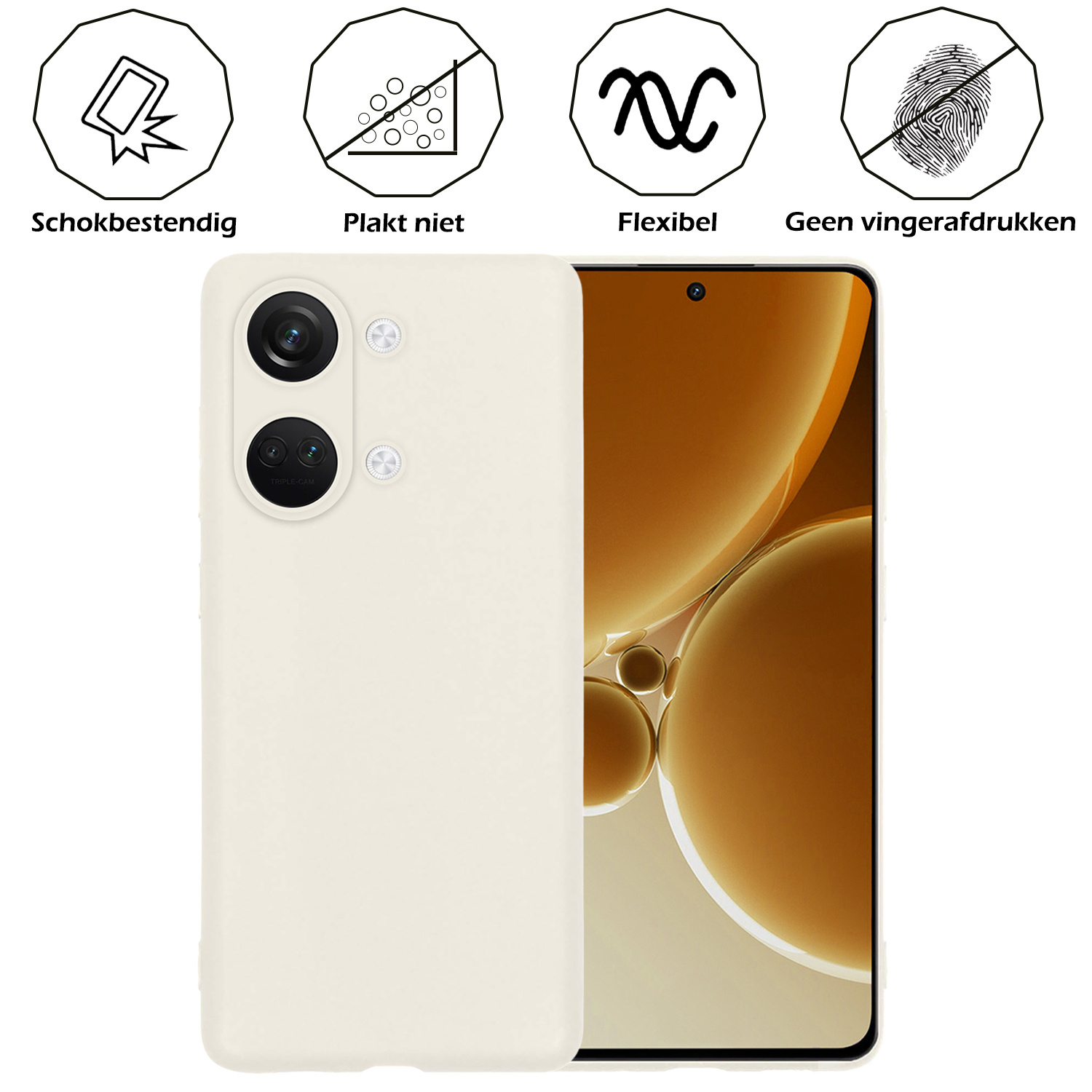 Nomfy Hoesje Geschikt voor OnePlus Nord 3 Hoesje Siliconen Cover Case - Hoes Geschikt voor OnePlus Nord 3 Hoes Back Case - Wit