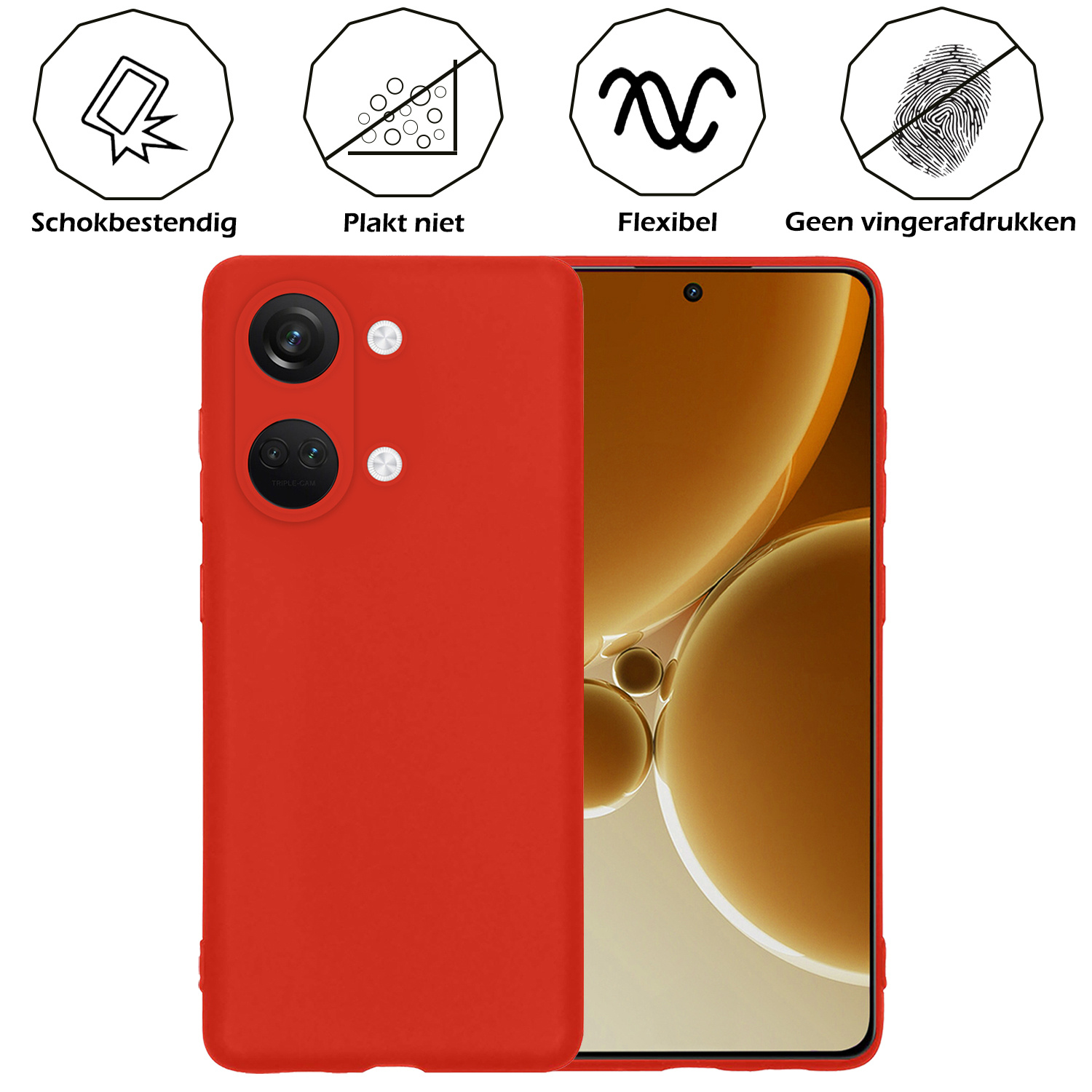 Nomfy Hoesje Geschikt voor OnePlus Nord 3 Hoesje Siliconen Cover Case - Hoes Geschikt voor OnePlus Nord 3 Hoes Back Case - Rood