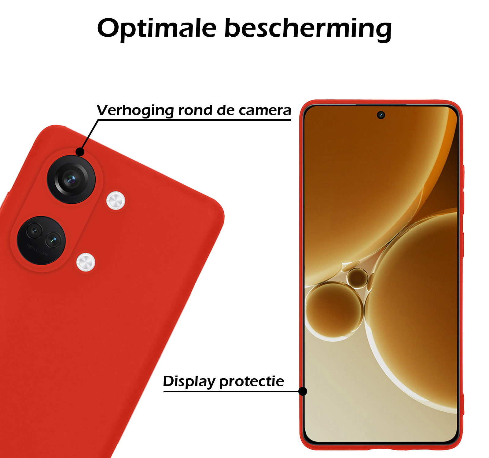 Nomfy Hoesje Geschikt voor OnePlus Nord 3 Hoesje Siliconen Cover Case - Hoes Geschikt voor OnePlus Nord 3 Hoes Back Case - Rood