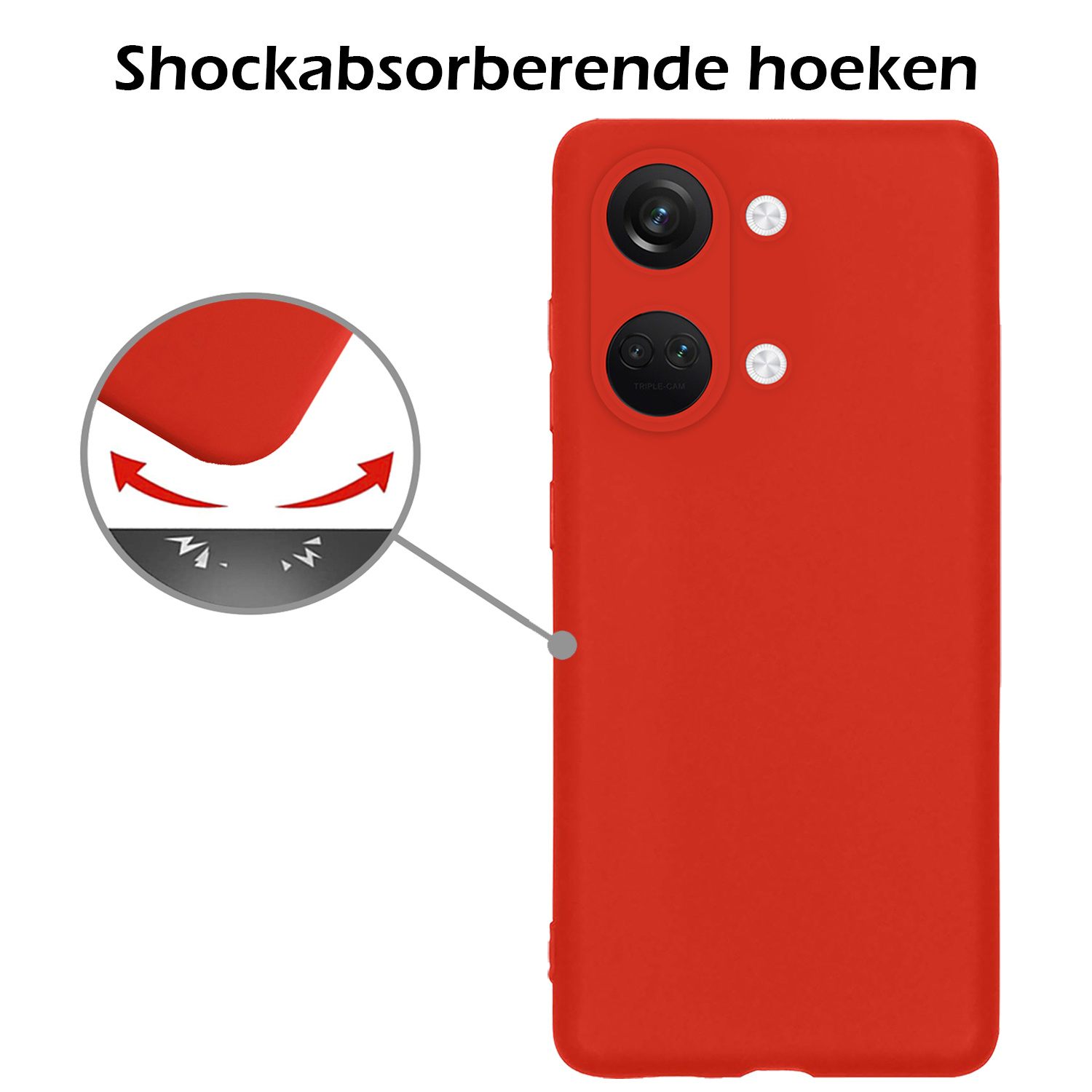 Nomfy Hoesje Geschikt voor OnePlus Nord 3 Hoesje Siliconen Cover Case - Hoes Geschikt voor OnePlus Nord 3 Hoes Back Case - Rood