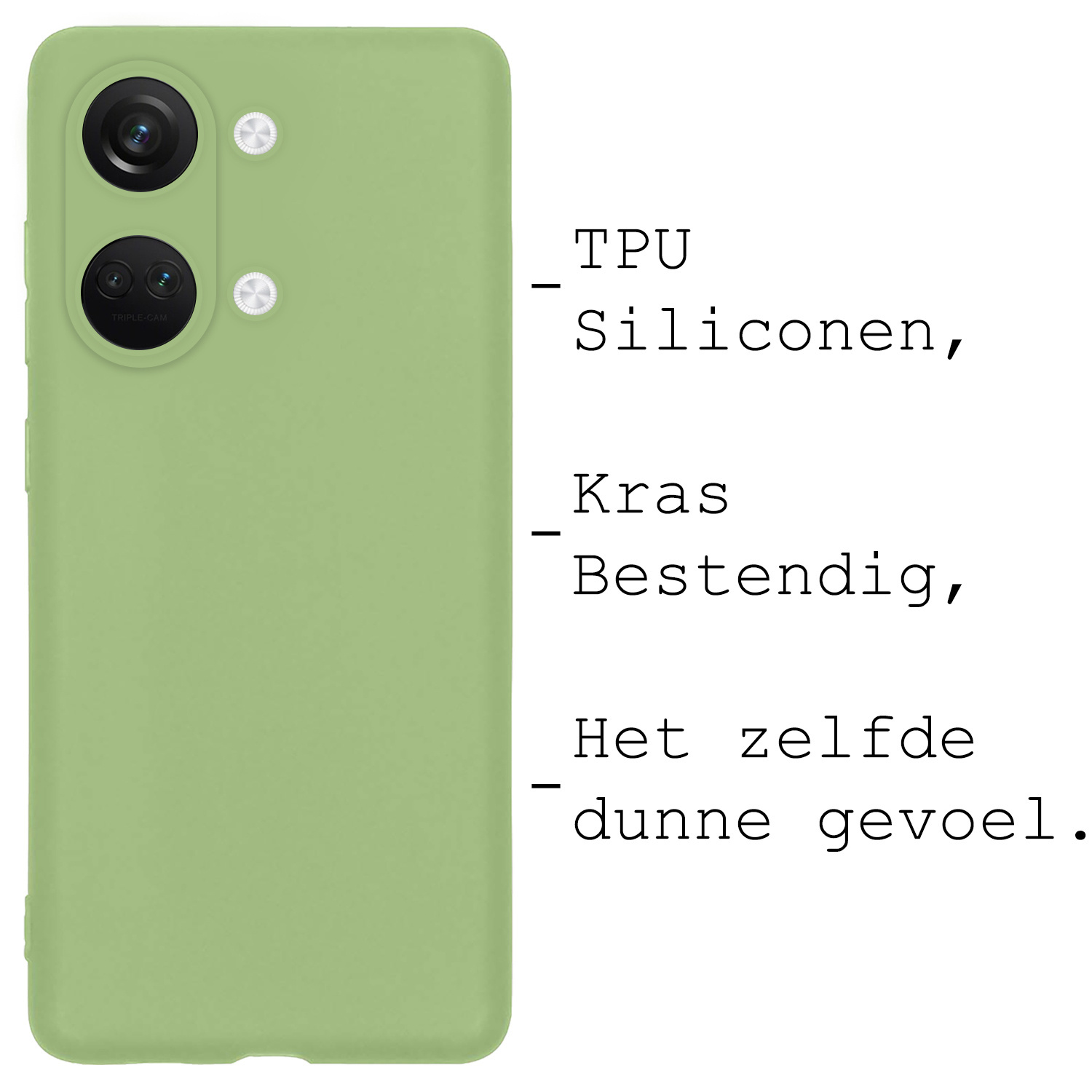 BASEY. Hoes Geschikt voor OnePlus Nord 3 Hoesje Siliconen Back Cover Case - Hoesje Geschikt voor OnePlus Nord 3 Hoes Cover Hoesje - Groen - 2 Stuks