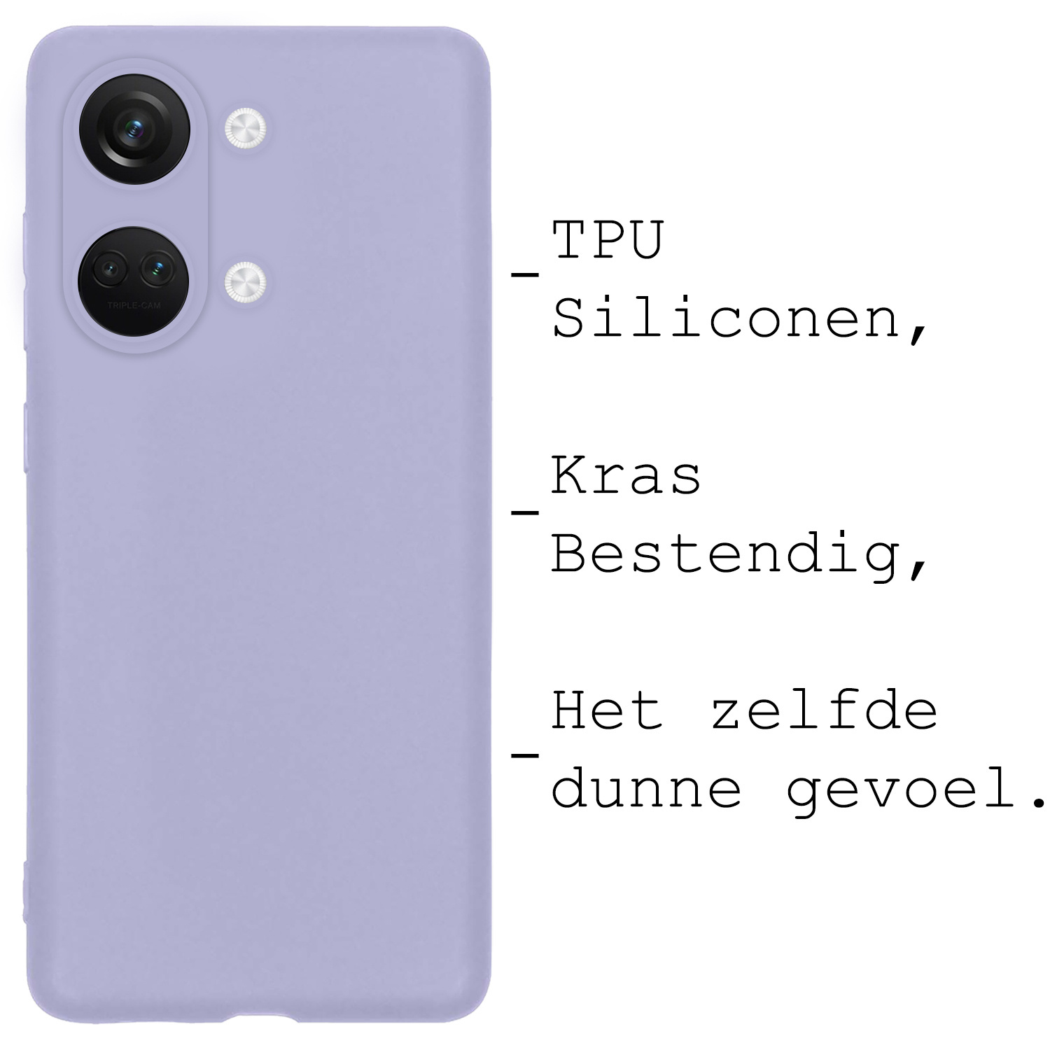BASEY. Hoes Geschikt voor OnePlus Nord 3 Hoesje Siliconen Back Cover Case - Hoesje Geschikt voor OnePlus Nord 3 Hoes Cover Hoesje - Lila - 2 Stuks