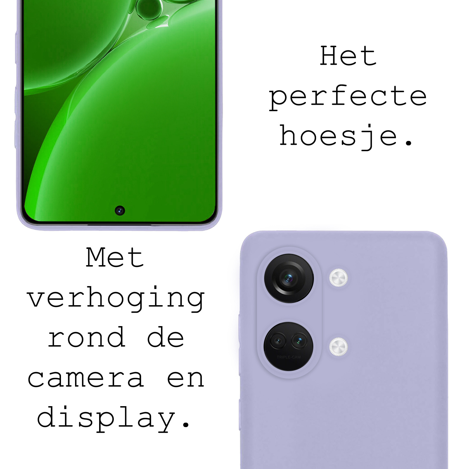 BASEY. Hoes Geschikt voor OnePlus Nord 3 Hoesje Siliconen Back Cover Case - Hoesje Geschikt voor OnePlus Nord 3 Hoes Cover Hoesje - Lila - 2 Stuks
