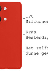 BASEY. Hoes Geschikt voor OnePlus Nord 3 Hoesje Siliconen Back Cover Case - Hoesje Geschikt voor OnePlus Nord 3 Hoes Cover Hoesje - Rood - 2 Stuks