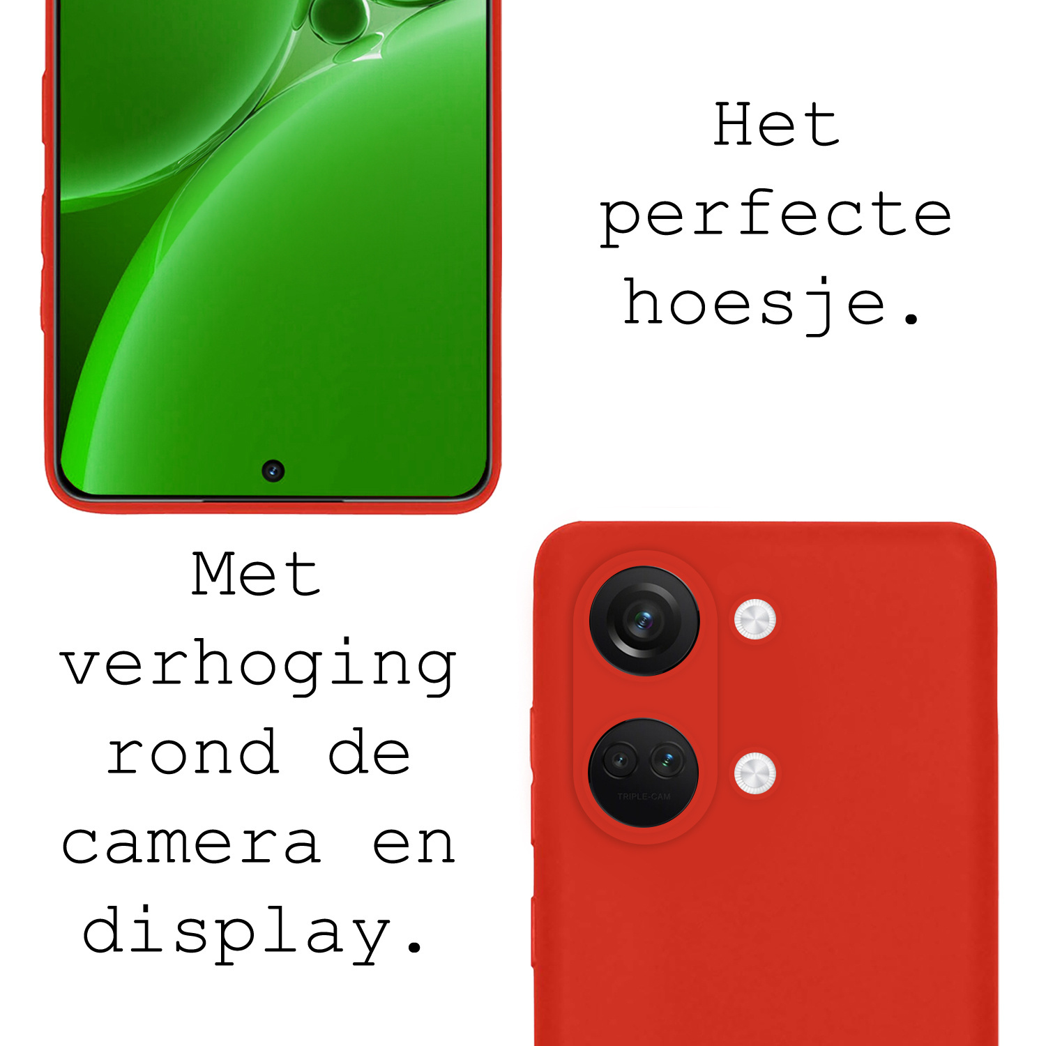 BASEY. Hoes Geschikt voor OnePlus Nord 3 Hoesje Siliconen Back Cover Case - Hoesje Geschikt voor OnePlus Nord 3 Hoes Cover Hoesje - Rood - 2 Stuks