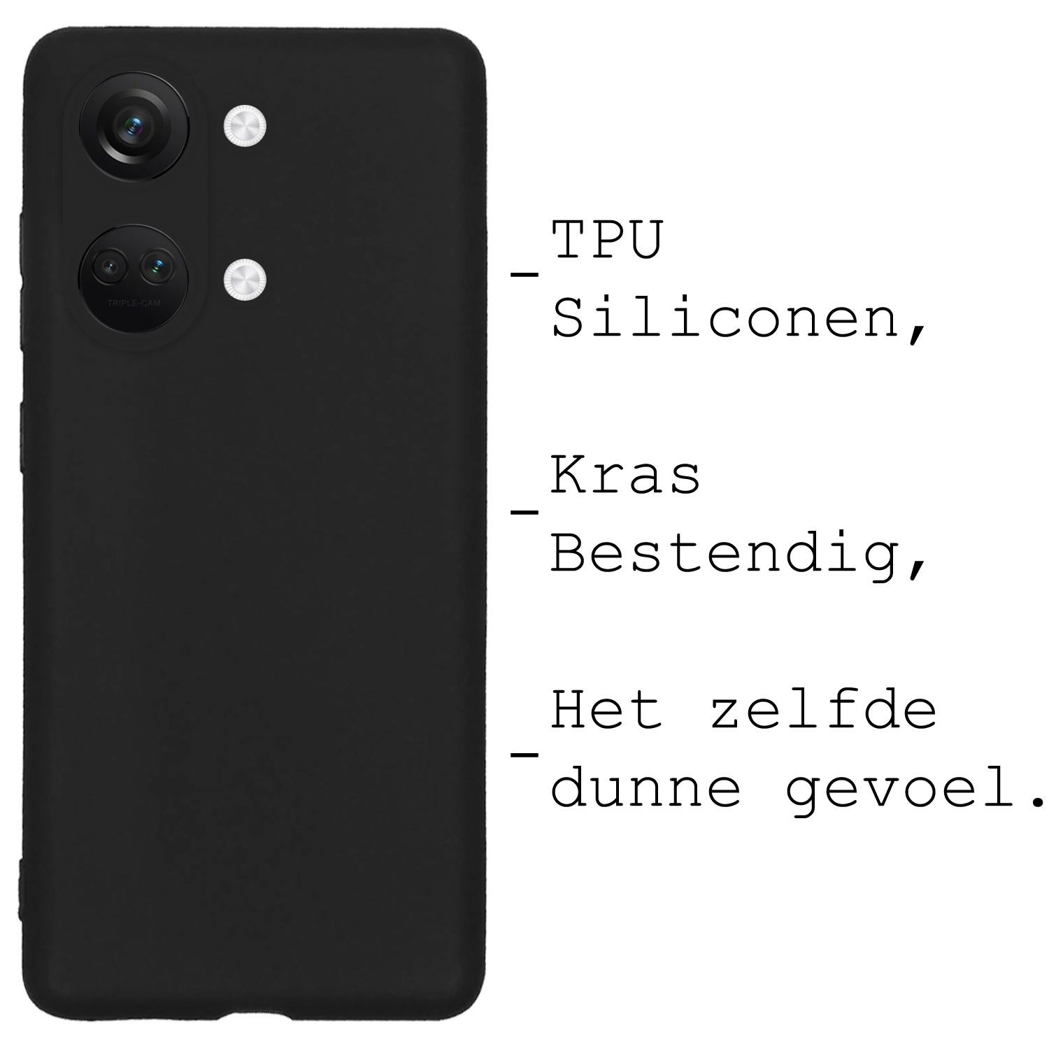 BASEY. Hoes Geschikt voor OnePlus Nord 3 Hoesje Siliconen Back Cover Case - Hoesje Geschikt voor OnePlus Nord 3 Hoes Cover Hoesje - Zwart - 2 Stuks